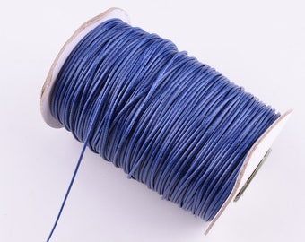Waxed cord,1mm Blue Korean Waxed Polyester Cord beading string,Braided Wax rope for Bracelets necklace jewelry craft making 20/50 yards