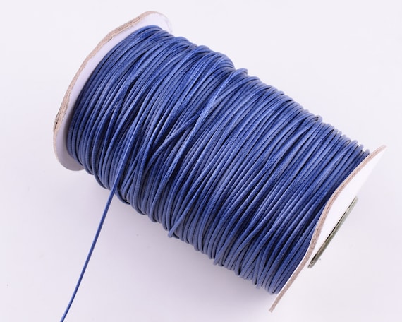 Waxed Cord,1mm Blue Korean Waxed Polyester Cord Beading String
