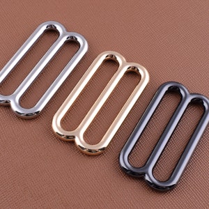 Slide Buckles,1.5&#39;&#39;(38mm) Rectangular center bar adjuster connector strap buckle,Silver/light gold/black slider for belt purse hardware 6pcs