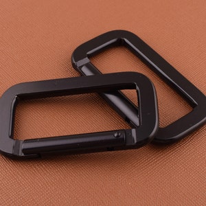 Black Aluminum Carabiner,Square Carabiner Snap hook,Large Key Ring Bag Carabiner Key Chain Hook 4 PCS