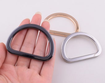 50mm Metal D rings,2'' flat strap D-rings,Silver/Light gold/Black large Non-welded handbag purse connector d loop buckle hardware 2 pcs