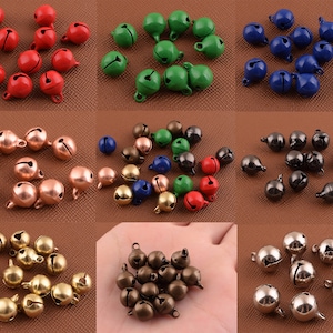Colorful Jingle Bell Charms,10mm Small Metal Durable Christmas ornament Bell,Pet pendant/lanyard Craft holiday Bell jewelry 100 pcs