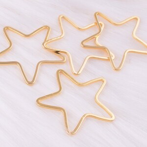 Gold Plated star hollow charm,22mm Brass filigree star pendant connectors,Earring necklace Jewelry making charm in bulk 10 pcs (JB028)