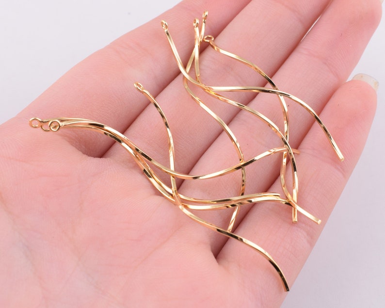JB098 Spiral Pendant,Single Strand Spiral,Gold Plated brass Coil charm,4050mm length Wire Pendant for Earrings Making Charms 6 Pcs