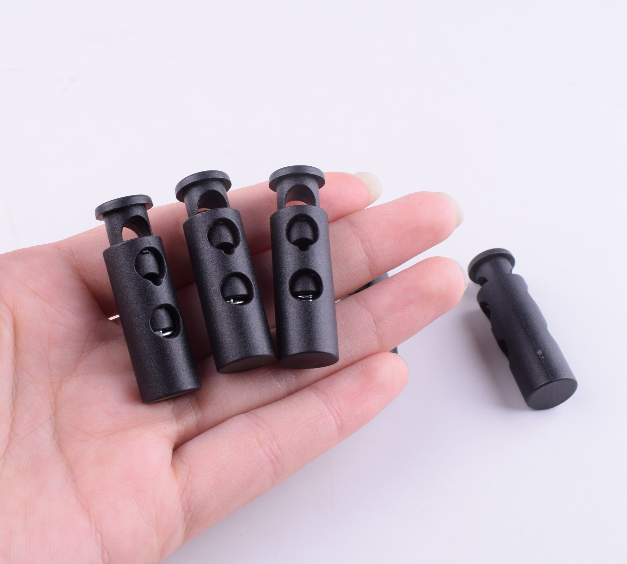 Lock Rope Stopper Cord Lock,40mm 20 Pcs Cylindrical Black Plastic Spring Cord Stopper ...