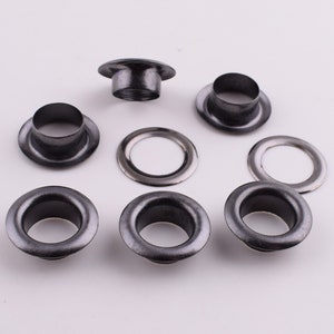 Eyelet Grommets with washer,100 sets Gunmetal round grommets eyelets,Metal brass eyelets for Belt  purse Leather making