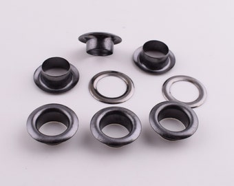 Eyelet Grommets with washer,100 sets Gunmetal round grommets eyelets,Metal brass eyelets for Belt  purse Leather making