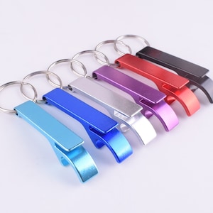 Bottle Opener Keychain,Metal Aluminum Bottle Opener Tools With Split key rings,Black/Red/Purple /Silver/Dark blue key lanyard pendant charm