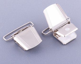 Silver  Suspender Clip Buckle,1.5&#39;&#39; Large Pacifier Clips 38mm Belt Clips Pinch Clip,Metal Strap Fastener With Curved End For Diy Garment
