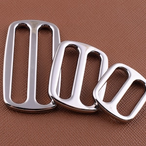Slide Strap Buckles,Silver center bar slider buckles,38mm 25mm 19mm Metal rectangular belt buckle for purse webbing backpack making-6-12 pcs