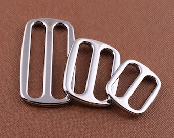 Slide Strap Buckles,Silver center bar slider buckles,38mm 25mm 19mm Metal rectangular belt buckle for purse webbing backpack making-6-12 pcs