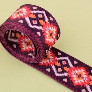 Taśma etniczna, 1,5'' (38 mm) Kolorowy geometryczny wzór kwiatowy pasek taśmowy pasek do torby wstążka, DIY akcesoria do szycia