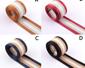 Nylon Striped Webbing Strap Double-Sided Stripes Webbing 38MM Webbing Tape for Sewing Bag Strap Shoulder Garment Decorative Accessories