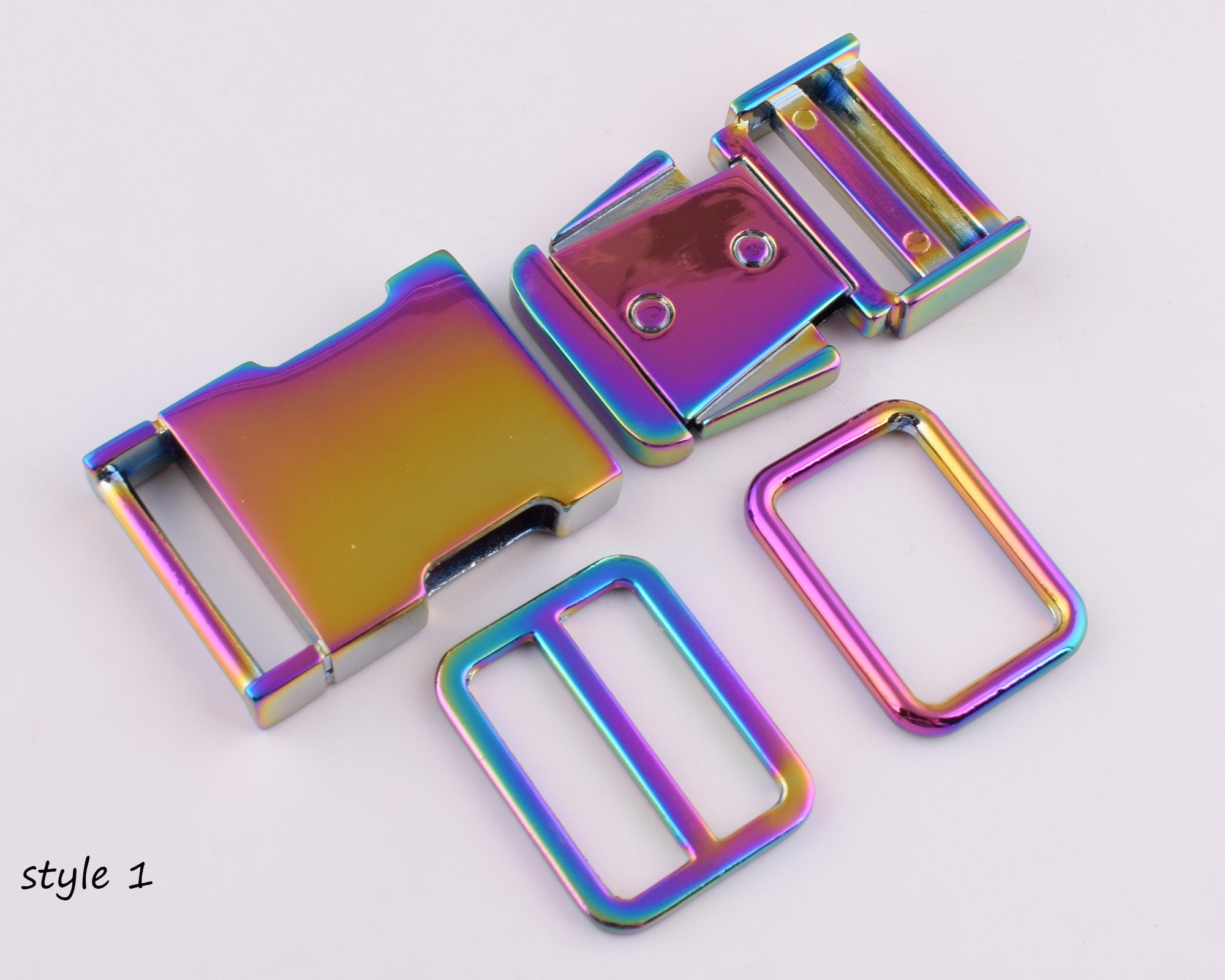 Rainbow Dog Collar Hardware Kit 1 Inch Metal Pet Collar Set Etsy