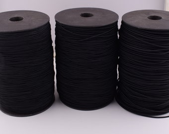 50 yards Black Elastic cord,1mm 1.5mm 2mm Round Elastic Draw cord rope,Jewelry Beading String Stretch String for hair tie mask DIY making