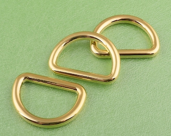 6 piezas 1 pulgada (25 mm) d anillos de oro d-anillos, metal d círculo d anillos d bucle se utiliza para la correa perro collar bolso fabricación hardware