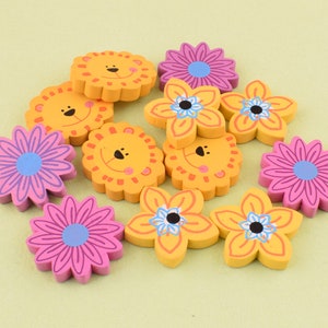 Juguetes Montessori, Juego de juguetes de madera infantil, Juguetes Descrapbooking de dibujos animados de rompecabezas, Molde de flores artesanales hecho de madera, madera de decoración de bricolaje artesanal