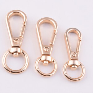 Swivel Clasps,Light gold Swivel Hook Push gate hook,Metal Lobster Clasp Spring hook For Key Ring/Keychains/purse/lanyards 10 pcs