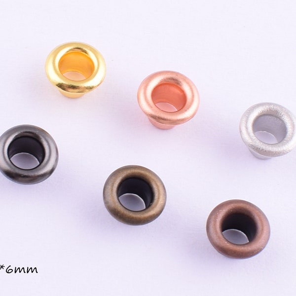 Ojales redondos de ojal, 200 piezas 3mm Pequeño agujero metal Mini ojales Mini ojal para lienzo de cuero, oro rosa / plata / negro / bronce / rojo ojales de cobre