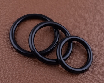 Black O-rings,Round ring buckles,38mm 32mm 25mm Non welded alloy loop metal O rings for choker/purse strap rings 4pcs