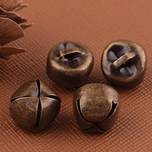 50pcs Bronze Jingle Bell Charms Small Metal Christmas Bell,12mm Durable jingle cross bells  , Supply Pet Necklace Craft Bell Charms