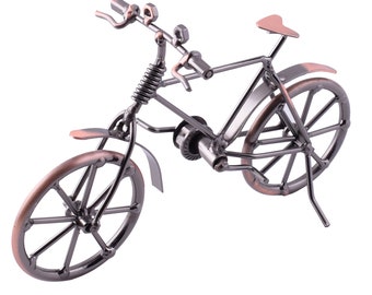 Metal Bike Model Craft,Copper Bicycle Figurine for Friend Gift,Miniature Home Office Decoration Boy Birthday Toy Present Desktop Crafts