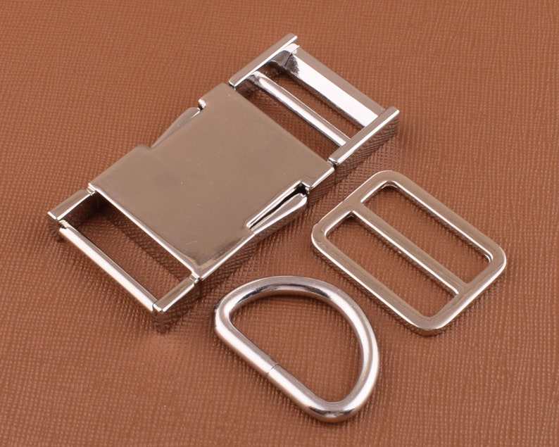 Metal Dog Collar Hardware Set1 Inch Silver Buckle Etsy Canada