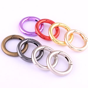 Colorful Spring Gate Rings,17mm Round Spring Rings,Metal Push Gate Snap Hooks,Purse O Ring Small Spring O Ring Clasps for Purses Bags
