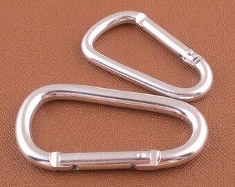 carabinier argenté En aluminium Carabiner Porte-clés Clip Carabiner pour porte-clés grand/petit anneau de clé