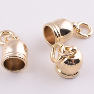 Gold Cord End Caps,8*24mm round dome tassel cap/end caps/cord caps with split rings,Jewelry Connectors End Cap Tips Findings 30 pcs