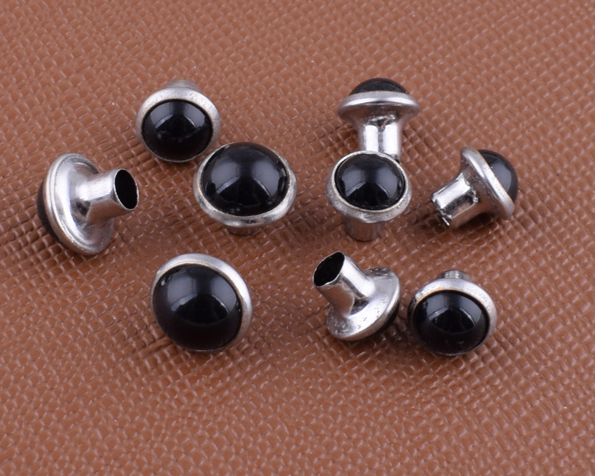Gem Rivet Black Gem Rivet Studs,6mm/7mm Single Cap Marble Synthetic Rivets ...