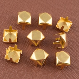 Gold Nailheads studs,10mm *100 pcs Square Nailheads 4 Claws nail studs,Metal brass Spikes decorative rivets for Leather working