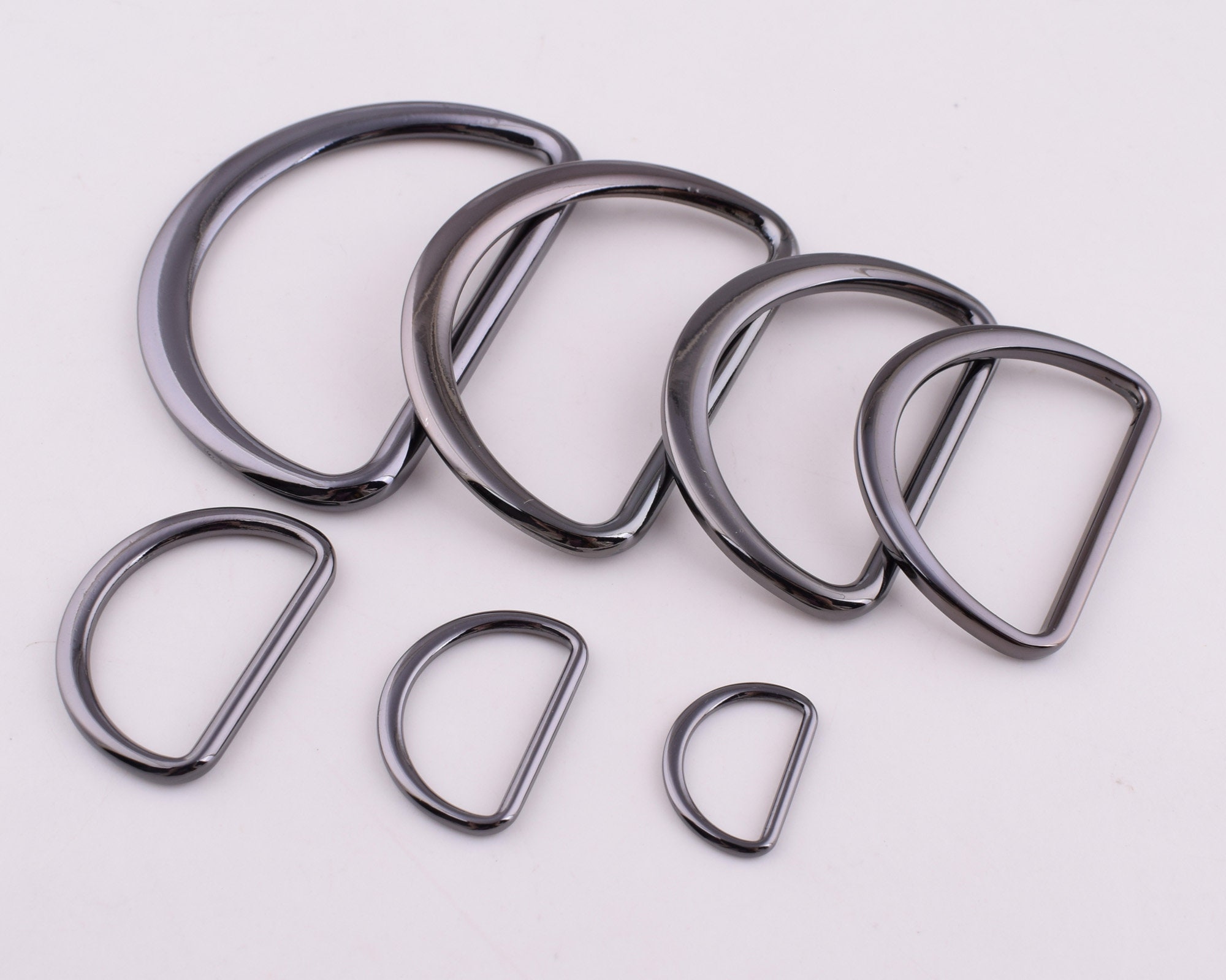 Gun black D-rings,3/4’‘ 1‘’,1.5'',2‘’, More Size Small And Large metal D rings 15mm-50mm D loop connector buckle for Handbag Purse hardware