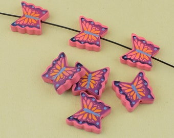 10 Pcs 20mm Butterfly Wood Beads,painted purple pink butterfly insect shaped wood pendant beads,DIY crafts  beads for art hand-made