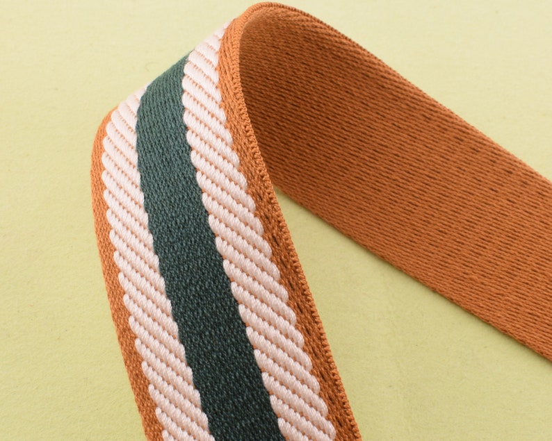 brown white green stripes Craft Ribbon,Jacquard woven tape,wholesale,Webbing for Totes Backpacks,Bag making Stripes Webbing,1 12/'/' 38mm