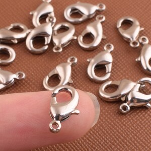 Lobster claw clasps,6*12mm Silver Lobster Clasp charm Jewelry Clasps supplies,Spring hook Metal Clasps for necklace bracelet making 30 pcs