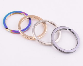 Split Key rings,Rainbow/Light gold/Silver/Gun black Keychain Rings,30mm Metal round Double split flat key fob rings,lanyard rings 20 Pcs