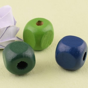 Colorful wood bead,14mm cube wooden beads,Square beads,Craft Natural wood beads,large hole bead for Jewelry DIY Making 50 pcs