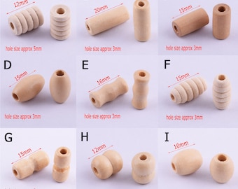 Wood Beads Lanyard Bead,Unfinished Wooden Beads,10mm 12mm 16mm 20mm Various Shapes Of Bulk Bead For Garland Necklace Bracelet Making Craft