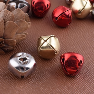 50pcs Jingle Bell Charms,Red/Silver/Gold Small Metal Christmas Bell,12mm Durable jingle cross bells,Supply Pet Necklace Craft Bell Charms
