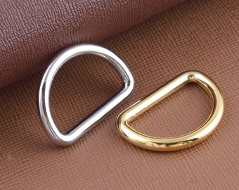 Golden D-rings,20mm Metal D rings,Sliver Non welded D loop,D circles for purse/strap/handbag making hardware 6 Pcs