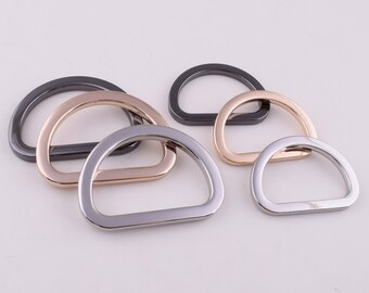 Metalen D ringen, 31mm 38mm platte connector band D-ringen, Zilver / Licht goud / Zwart Niet-gelast handtas handtas kraag gesp hardware 6 pc's