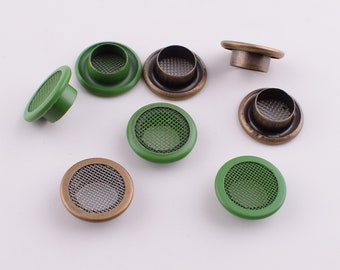 Eyelets grommets,Green/bronze 8mm hole brass metal mesh grommets eyelets for canvas leather craft hardware supplies 100+ pcs