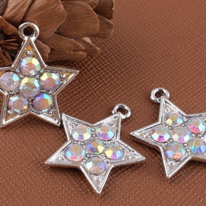 Star Shape Charms Pendant Beads,colorful Rhinestone Pendant,wholesale ...