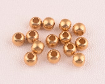 Gold spacer beads,100 Pcs 4mm Small Round spacer beads,Loose beads,Tiny DIY Craft Metal Beads for diy jewelry bracelet accessories