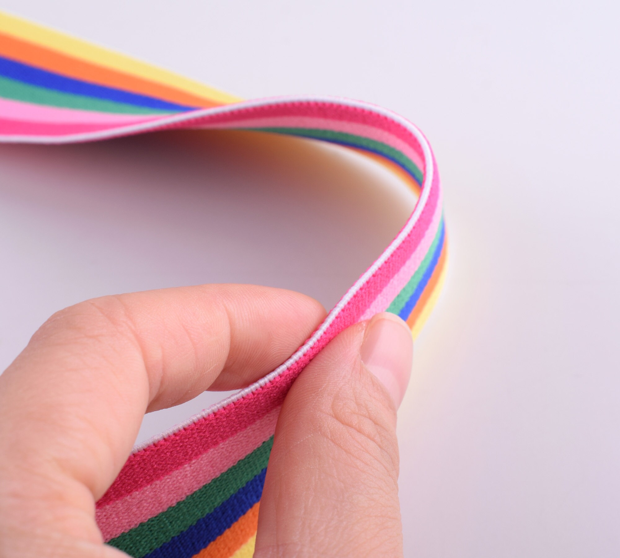 Colorful Striped Elastic Band, 1.5''(38mm) Waistband Elastic Webbing ...