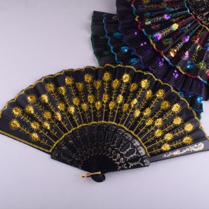 Hand Fans,Chinese Silk Fans,flower Bamboo Folding Fans for performing props.Wedding Summer Gift,Art Nouveau folding hand fan Handheld
