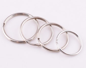 Silver Round key rings,Iron Keychain Rings,Double Round Split Key Rings,25mm 30mm 32mm 35mm Metal lanyard key fob rings 20 Pcs