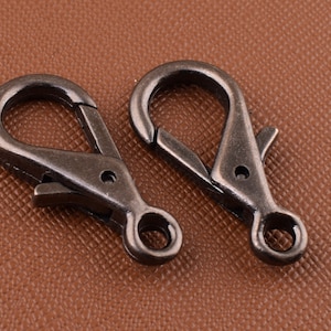 Lobster clasps,Black Small lobster clasps,3mm hole Metal Trigger clasps spring hook for Cord/necklace/Lanyard clasps 20 pcs