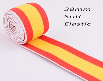 1.5‘’ Elastic Tape,Red Yellow Stripes Cotton Webbing,38mm Sewing Stretchy Band Ribbon Clothing Garment Accessories By The Yard
